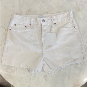 Pistola Women's Off-White Distressed Jean Shorts